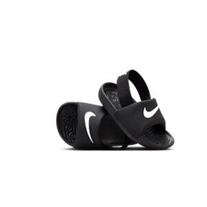 Nike Kids Black Sandals with White Swoosh
